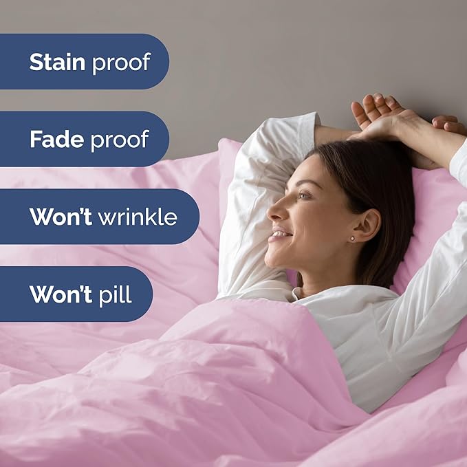 Duvet Cover Full Size - Extra Soft Full Size Duvet Cover - Lightweight, Breathable & Cozy - Easy Care & Fade Free w/Zipper Closures & Ties - 80" x 90" Inches - (Light Pink) Comforter Not Included