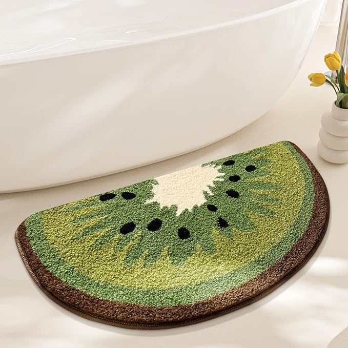 Ankah Fruit Bath Mats Cute Bathroom Rugs, Particularly Absorbent, Very Soft, and Dry Fast That Fits for Kid's Room, Bathroom or Other Room, 17.7" x 31.5", Kiwi