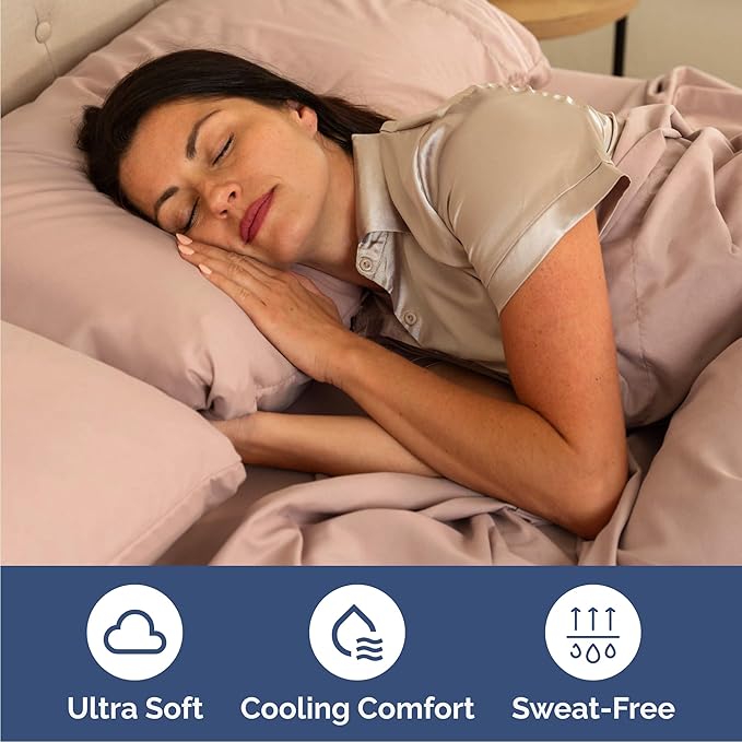 Queen Size 4 Piece Sheet Set - Comfy Breathable & Cooling Sheets - Hotel Luxury Bed Sheets for Women & Men - Deep Pockets, Easy-Fit, Extra Soft and Wrinkle Free Sheets - Mauve Oeko-Tex Bed Sheet Set