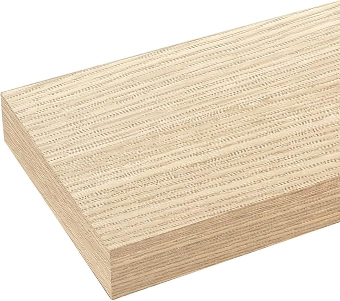 Bathroom Floating Shelves for Wall, Oak Small 11.8" Floating Shelf for Storage, Display and Farmhouse Rustic Home Decor, Perfect Over Toilet for Bedroom, Kitchen or Living Room, 2-Pack