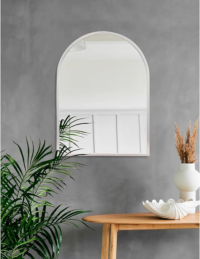 Arched Bathroom Mirror, 20"x16" Arch Metal Framed Mirror for Wall, Decor Vanity Mirrors for Living Room Bedroom Entryway Silver