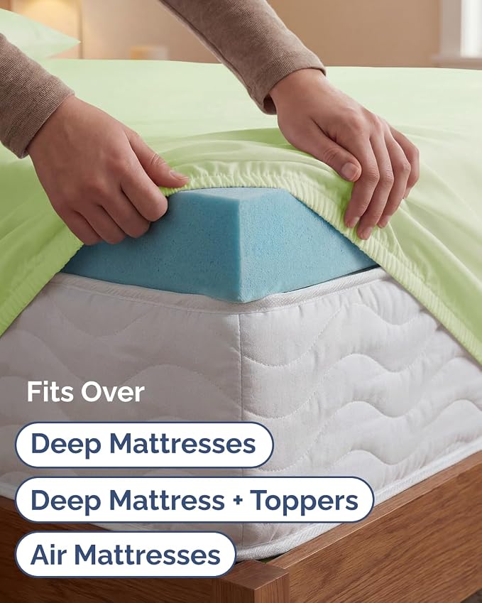 Extra Deep Twin XL Sheet Set - 4 Piece College Dorm Bed Sheets Set with Extra Deep Pockets - Ultra-Soft, Comfy & Breathable Bedding for Women, Men, Kids & Teens - Wrinkle & Fade Resistant - Light Sage