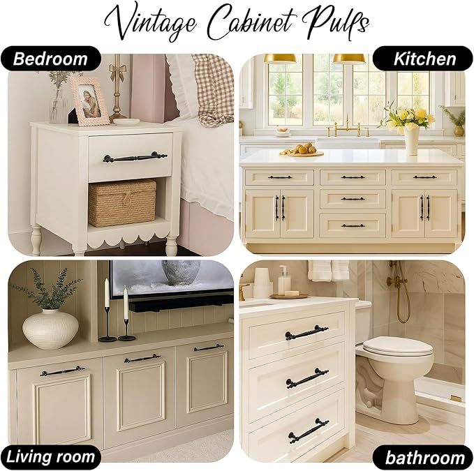 Shimeyao 10 Pack Gold Cabinet Pulls 5"(128mm) Hole Center Vintage Cabinet Pulls Handles Drawer Handles Closet for Kitchen Bathroom Drawer Dresser Pull Hardware Hole Center