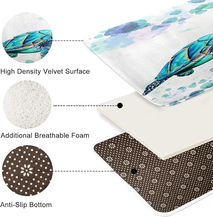 Britimes Bath Mat for Bathroom Sea Turtle Washable Floor Rug Carpets Floor Mat Bathroom Decorations 16x24 inches for Kitchen Bedroom Indoor