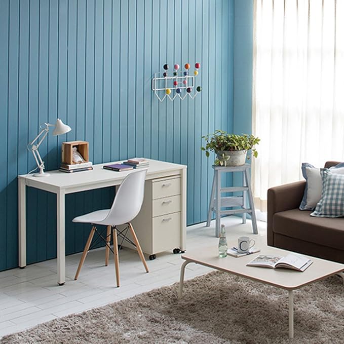 Need 47 Inch Computer Desk, Home Office Desk Gaming Writing Work Desk, Modern Simple Design, Large Legroom, Sturdy White Metal Frame, White Tabletop