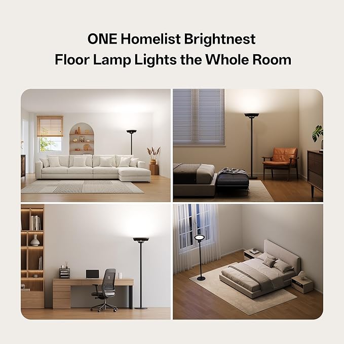 Homelist The Brightest Indirect Lighting Floor Lamp, 500W 40000LM Standing Lamp, Super Bright Upward Light, No Glare for Livingroom, Design Room, Painting Room, Open-Plan Spaces, Reading & Work