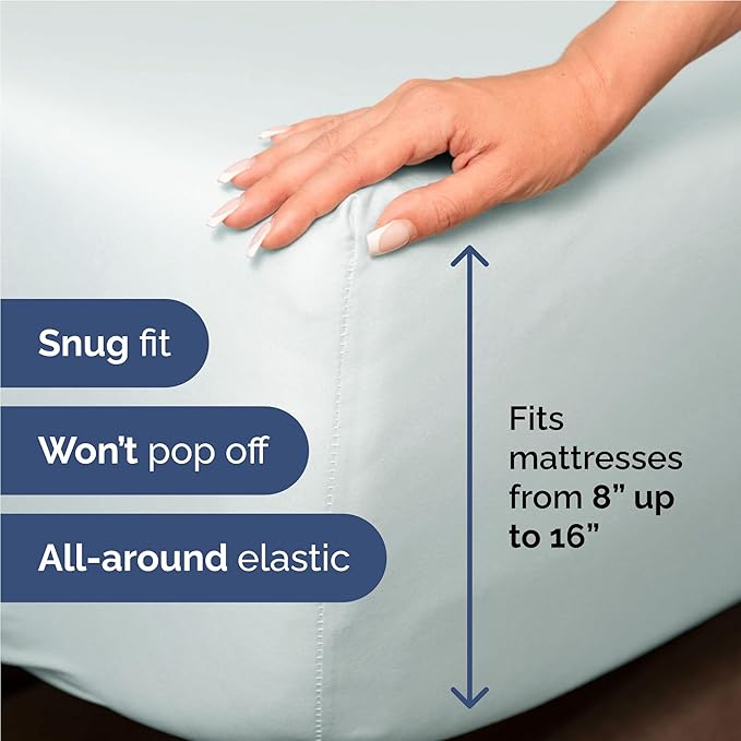 Full Size 4 Piece Sheet Set - Comfy Breathable & Cooling Sheets - Hotel Luxury Bed Sheets for Women & Men - Deep Pockets, Easy-Fit, Extra Soft & Wrinkle Free Sheets - Ice Blue Oeko-Tex Bed Sheet Set