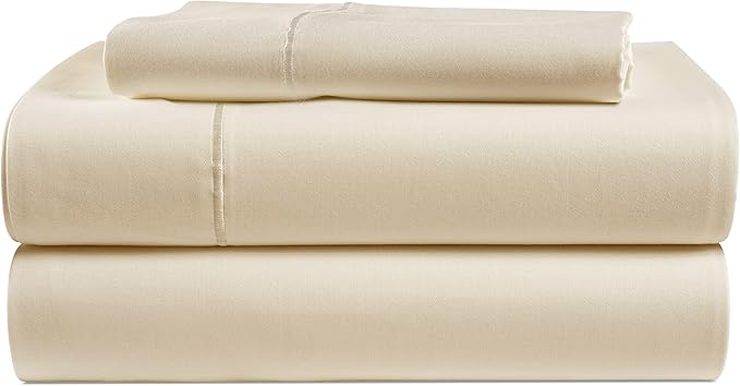 LANE LINEN 100% Egyptian Cotton Twin Bed Sheets, Eco Friendly No Pill Naturally Cooling Sheets, Soft & Comfy Sateen Weave for Silky Smooth Finish, Available in Variety of Color - Ivory