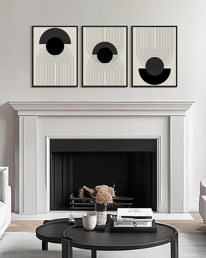 Drsoum Black Boho Wall Art Framed Modern Decor Bohemian Wall Decor Abstract Geometry Lines Prints Ready to Hang 12x16in Black Framed