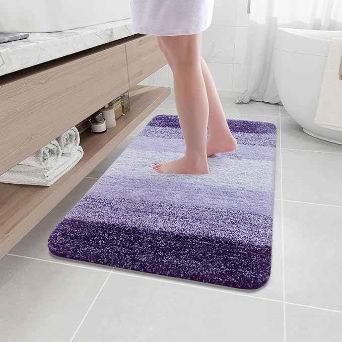 Arotive Microfiber Bathroom Rugs, Shaggy Soft and Absorbent Bath Rug, Non-Slip, Thick Plush Machine Washable Dry Bath Mats for Bathroom, Tub and Shower, 40x24, Dark Purple, Rectangular