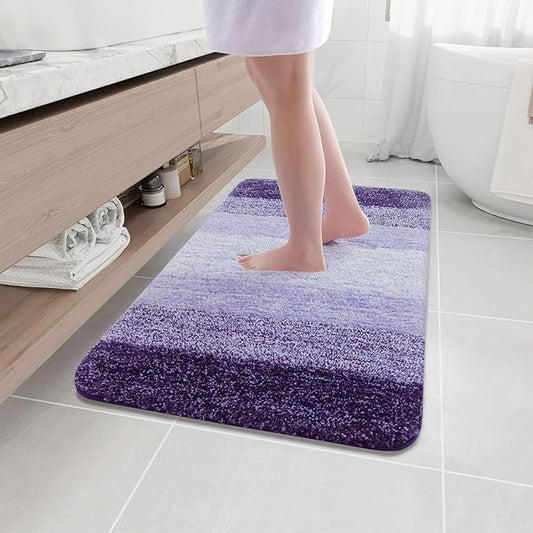 Arotive Microfiber Bathroom Rugs, Shaggy Soft and Absorbent Bath Rug, Non-Slip, Thick Plush Machine Washable Dry Bath Mats for Bathroom, Tub and Shower, 40x24, Dark Purple, Rectangular