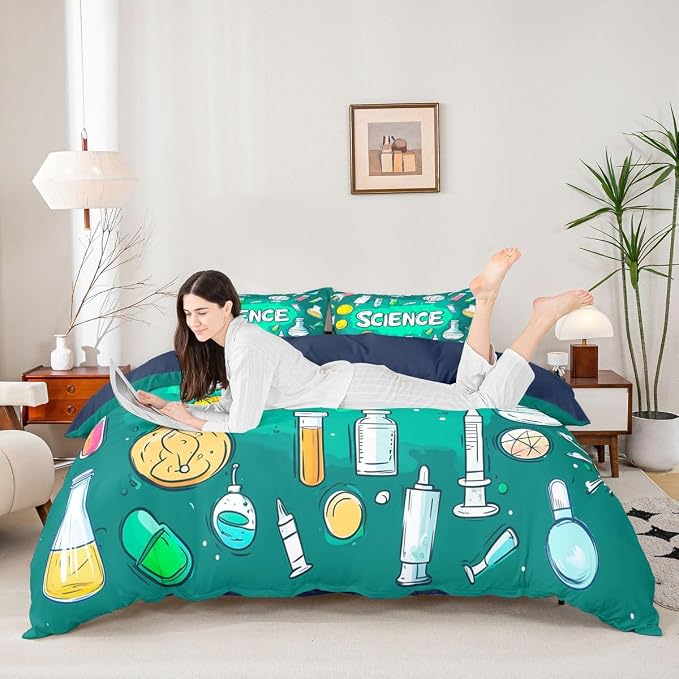 Erosebridal Science Students Duvet Cover Set Students School Study Twin Bedding Sets for Girls for Kids Boys | Chemical Equation Comforter Cover Back to School Supplies Bed Set, Room Decor Aesthetic