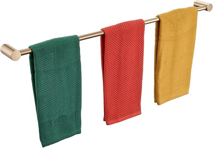 KOKOSIRI Towel Bar Champagne Bronze 32'' Bath Towel Rack Holders Single Rail for Bathroom Wall Mounted Stainless Steel Bathroom Hardware, B4007CPG-L32