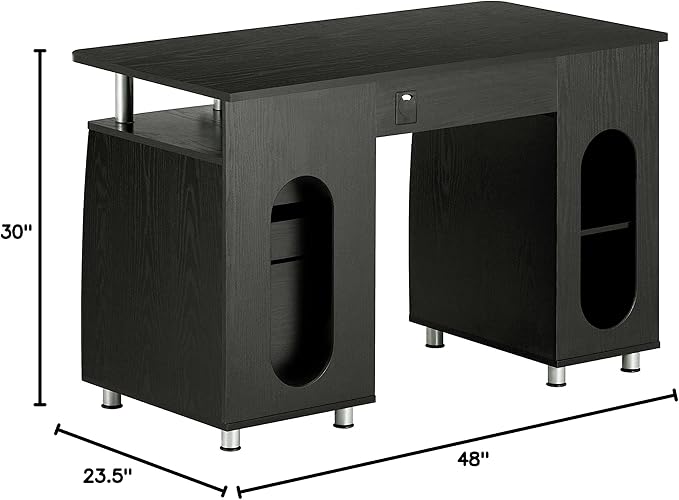 Techni Mobili 48'' W Computer Desk with File Cabinet and Drawers, Storage Cabinet with Removable Shelf and Ventilation for CPU, Home Office Desk or Computer Workstation with Keyboard Tray, Espresso