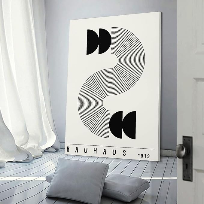 Bauhaus Poster,black And White Print,Abstract Art,Minimalist Canvas Wall Art Print Poster For Home School Office Decor Frame-style 20x30inch(50x75cm)