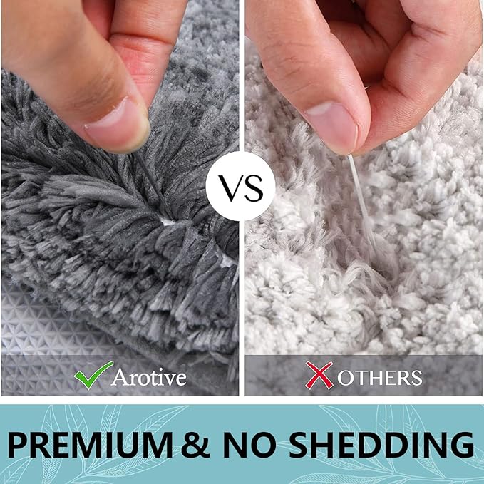 Arotive Microfiber Bathroom Rugs, Shaggy Soft and Absorbent Bath Rug, Non-Slip, Thick Plush Machine Washable Dry Bath Mats for Bathroom, Tub and Shower, 59x20, Grey, Rectangular