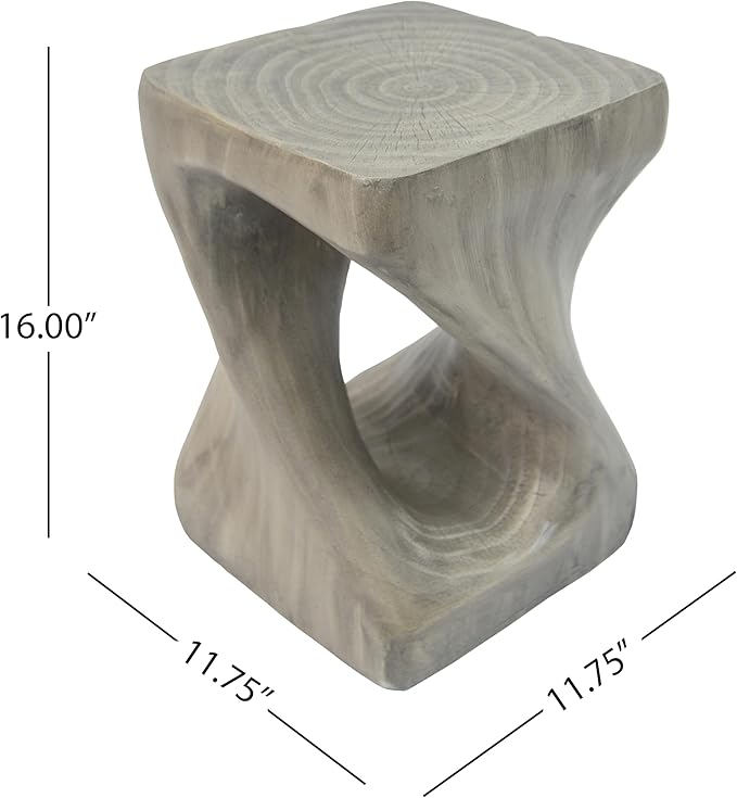ø11.75'' Small Side Table End Table for Living Room, Modern Retro Farmhouse Countryside Style, Magnesium Oxide Material for Indoor & Outdoor, No Assembly, Wood Grain, Gray