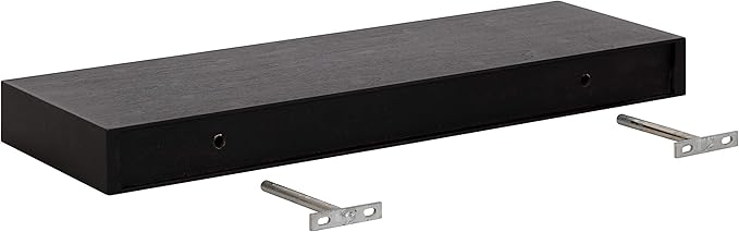 Kate and Laurel Havlock Modern Floating Shelves, Set of 2, Black, Sophisticated Storage and Display Shelves for Wall