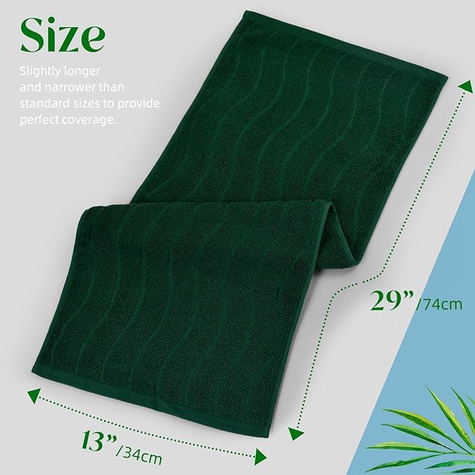 Jacquotha 2-Piece Hand Towels Set in Forest Green, Wavy Striped Jacquard Towels for Bathroom Kitchen Gifts (13x29 Inches, 100% Cotton)