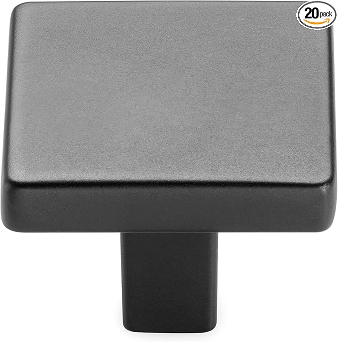 KOOFIZO 20 Pack Black Cabinet Knobs Matte Black Drawer Knobs K03 Square Single Hole Cabinet Pulls for Cabinets Drawer Dresser Cupboard Bedroom Closet Bathroom Vanity