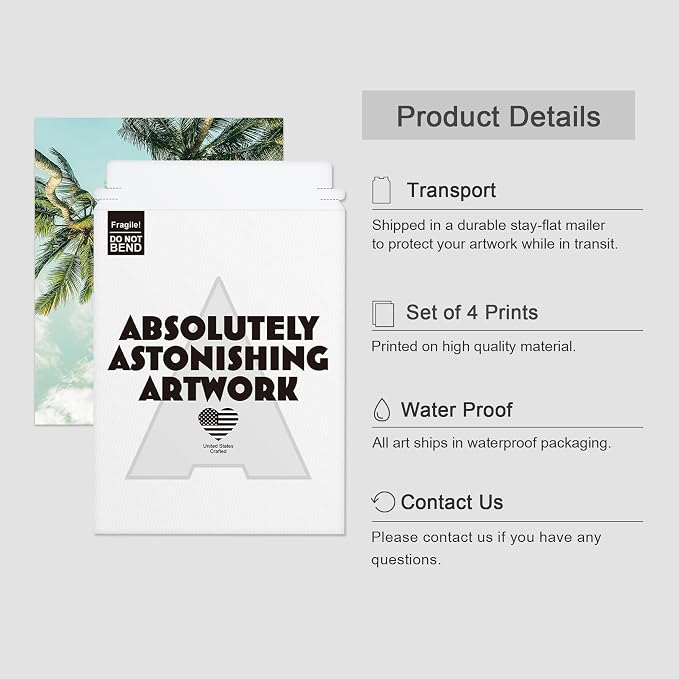 SIGNWIN Poster Set Black & White Saguaro Southwest Desert Tropical Cactus Floral Botanical Photography Modern Art Decorative Scenic Multicolor Nature Wilderness for Bedroom - 12"x16"x4
