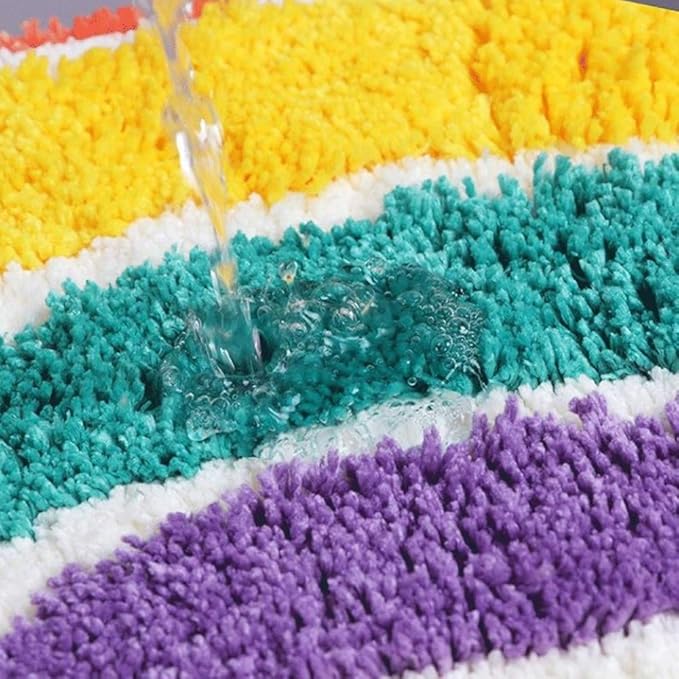 UKELER Bath Rug for Bathroom Non Slip Absorbent Bath Mat Washable Entrance Rug Door Mat Colorful Rainbow Area Rugs for Kids Playroom Nursery Decor 31.5''x19.7''