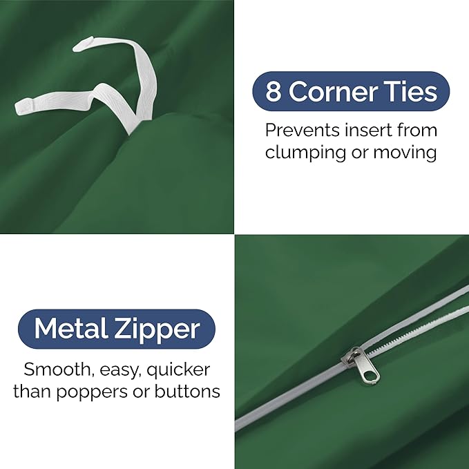 Duvet Cover Cal King Size - Extra Soft Cal King Size Duvet Cover - Lightweight & Breathable & Fade Free with Zipper Closures and Ties - 104" x 98" Inches - (Emerald Green) Comforter Not Included