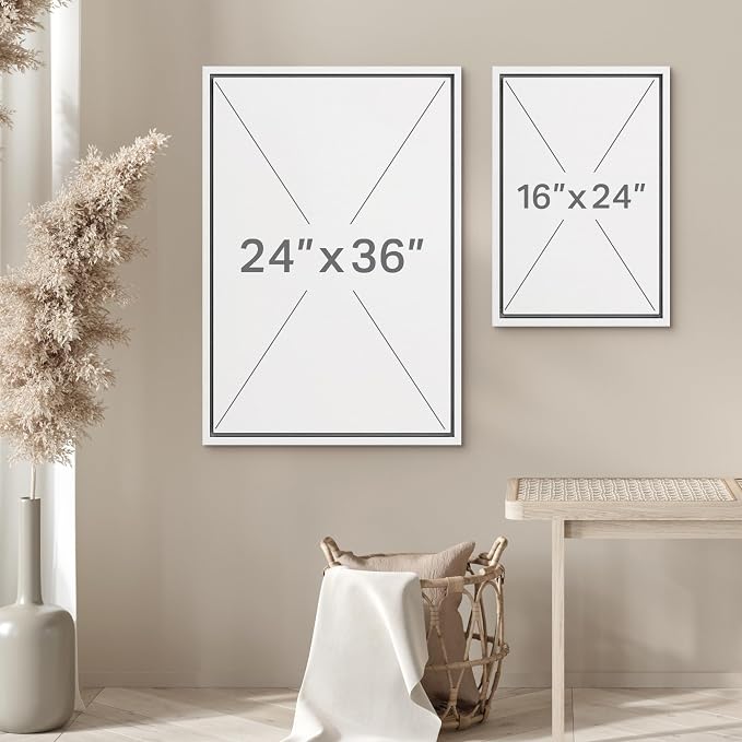 wall26 Framed Canvas Print Wall Art Set Golden Cherry Blossom Tree Elegant Floral Illustrations Fine Art Decorative Rustic for Living Room, Bedroom, Office - 16"x24"x3 White