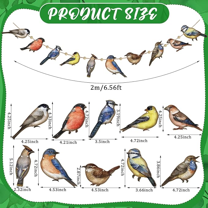 Bird Party Decorations Wooden Garland Birthday Decor 6.56 ft Rustic Hanging Woodland Banner for Bird Theme Party Baby Shower Summer Hawaiian Retro Farmhouse Ornament Vintage Nursery Supplies
