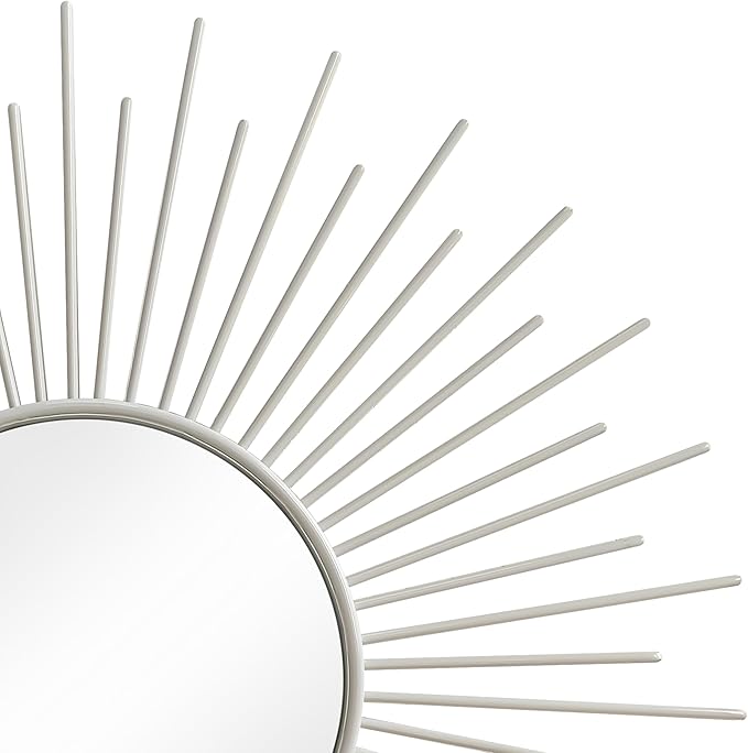 3 Pack Metal Mirrors for Wall Sunburst Wall Mirrors Home Décor Decorative Hanging Wall Art for Living Room Bedroom Entryway (White, Sunburst)