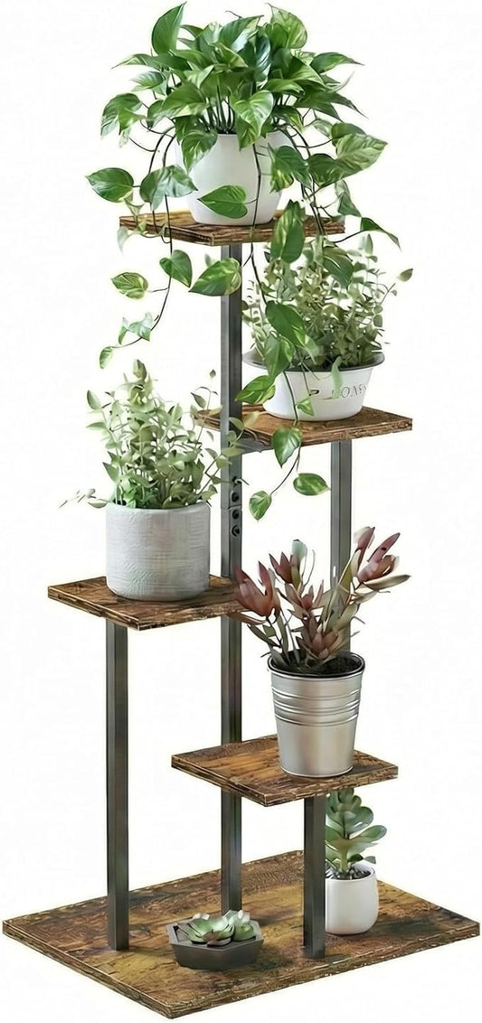 4 Tier Plant Stand Indoor, Tiered Plant Stands for Indoor Plants Multiple, Corner Flower Stand for Living Room, Multi-Layer Vintage Design Plant Shelf
