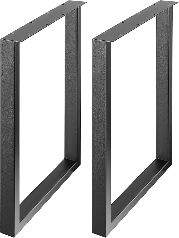 VEVOR 28 Inch Adjustable Furniture Legs, Square Reinforced Steel Office Table Legs Set of 2 for DIY, Max Load 1000 lbs Heavy Duty Desk Legs, Quick Instalation & Rich Accessories Legs Black