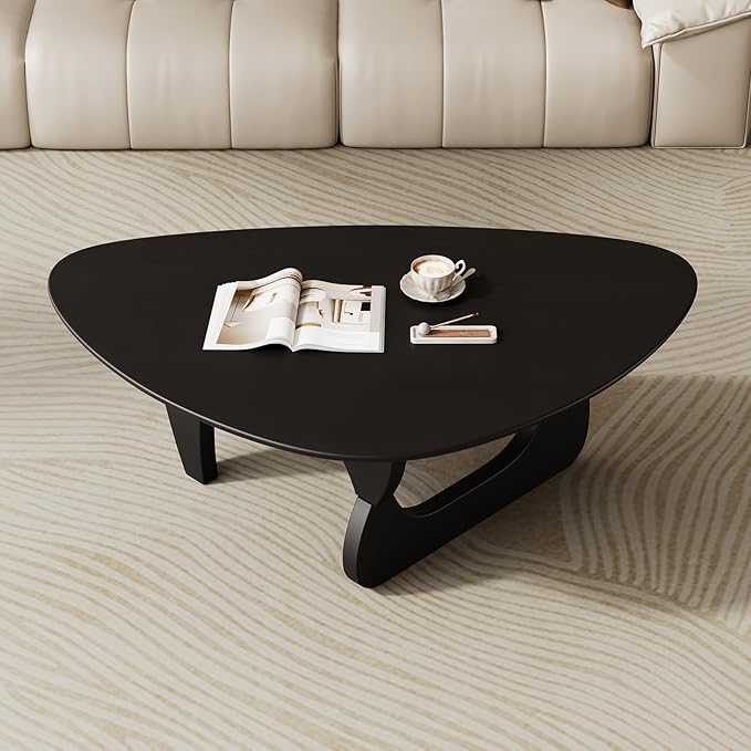Mid Century Modern Coffee Table - Black Wooden Coffee Table for Living Room,Center Table Suitable for Bedroom Living Room Reception Office Tables (Black, Large 45 * 29 * 16in)