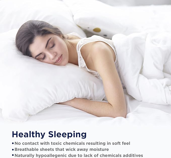 LANE LINEN 100% Egyptian Cotton Bed Sheets - 4PC Calking Sheets Set, Long Staple Cotton Bedding Sheets, Luxury Hotel Sheets, Fits Upto 16" Mattress, Swiss Dot - Estate Blue