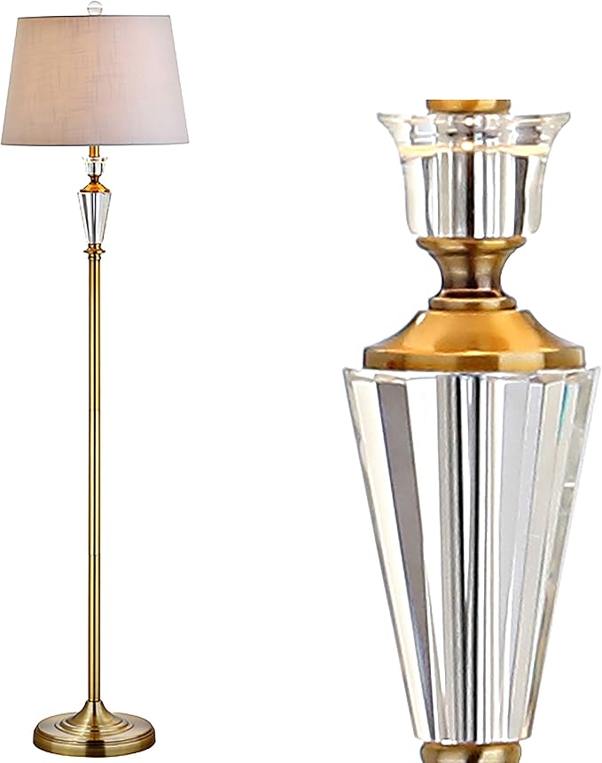 JONATHAN Y JYL2029A Harper 61" Crystal/Metal LED Floor Lamp Contemporary,Transitional,Traditional for Bedrooms, Living Room, Office, Reading, BrassGold/Clear