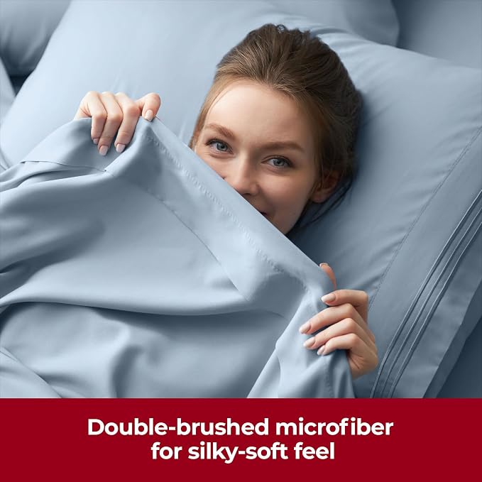 Mellanni Extra Deep Twin XL Sheets - 3 PC Iconic Collection Bedding - Luxury, Ultra Soft, Cooling Bed Sheets - Wrinkle, Fade, Stain Resistant (Twin Extra Long, Blue Hydrangea)