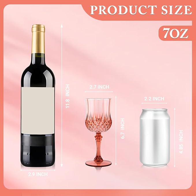 Plastic Wine Glasses, Plastic Goblets Vintage Style Cordial Drinking Glasses for Valentine’s Day, Wedding Reception, Grand Event Party Supplies (48, Rose Gold)