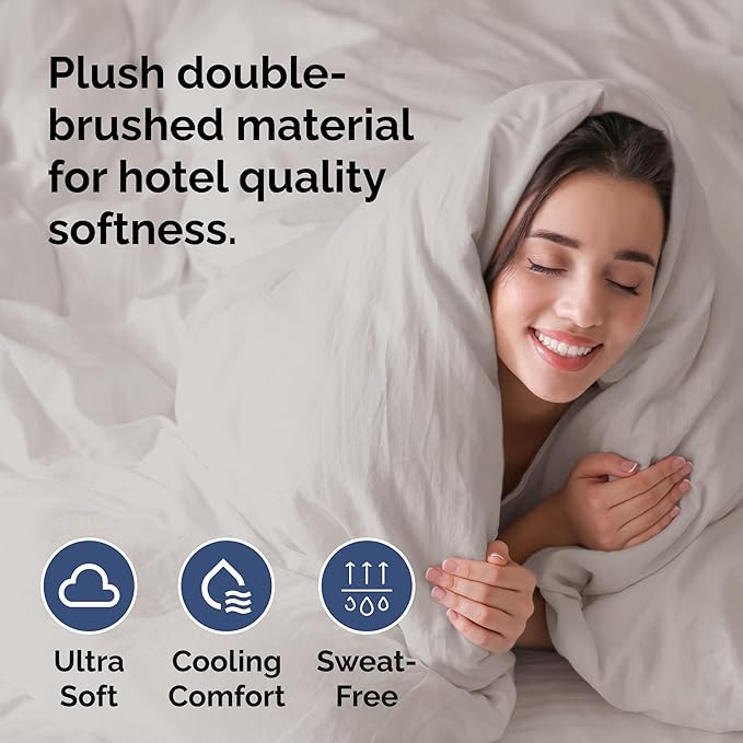 Duvet Cover Cal King Size - Extra Soft Cal King Size Duvet Cover - Lightweight, Breathable & Cozy - Easy Care with Zipper Closures & Ties - 104" x 98" Inches - (Light Grey) Comforter Not Included