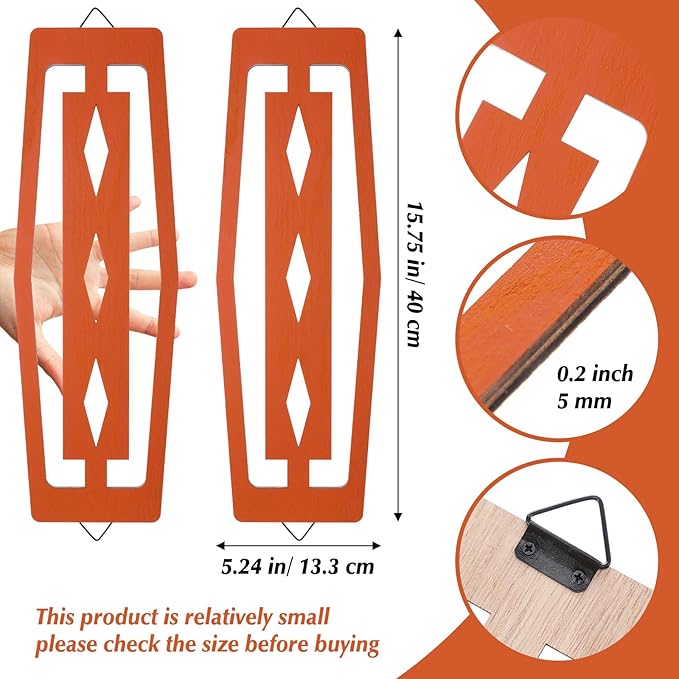 CroBlissful 2 Pcs Modern Mid Century Wall Art Wood Mid Century Elegance Decor Accents Abstract Wall Sculpture Geometric Panels for Interior Panel Art for Home Living Room(Orange)