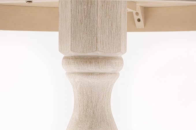 East West Furniture AMT-ABC-TP Antique Modern Kitchen Table - a Round Dining Table Top with Pedestal Base, 36x36 Inch, Butter Cream