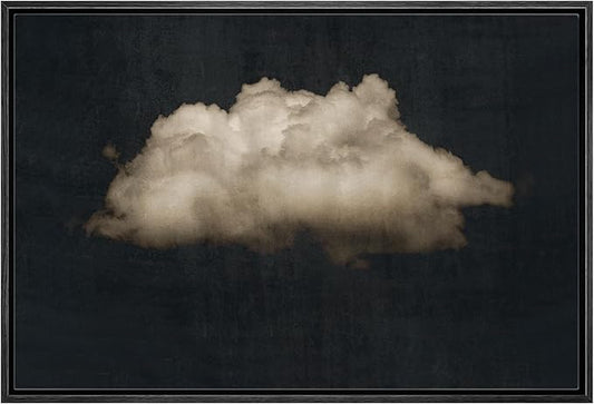 MUDECOR Framed Canvas Print Wall Art Vintage Cumulus Clouds Illustrations Fine Art Decorative Zen Multicolor Country/Farmhouse Retro for Bedroom - 24"x36" Black