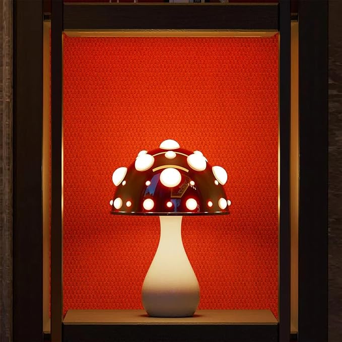 Juodke Mushroom lamp, LED 3 Colors Dimmable Mushroom Cloud Decor Lamp, Aesthetic Room Decor Ambient Glowshroom Lamp, for Bedroom, Living Room, Office (Bulb Included) (Red)
