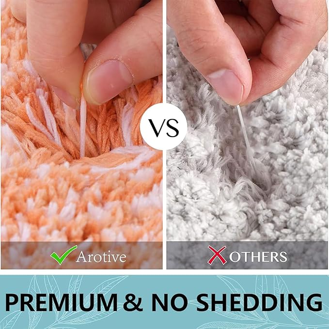 Arotive Microfiber Bathroom Rugs, Shaggy Soft and Absorbent Bath Rug, Non-Slip, Thick Plush Machine Washable Dry Bath Mats for Bathroom, Tub and Shower, 59x24, Orange, Rectangular