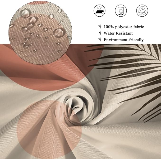 Pink Boho Shower Curtain for Bathroom Modern Abstract Minimalist Bathroom Decor Mid Century Arch Sun Leaf Aesthetic Bathtub Curtains Machine Washable Waterproof Polyester Fabric with Hooks 69x70 Inch