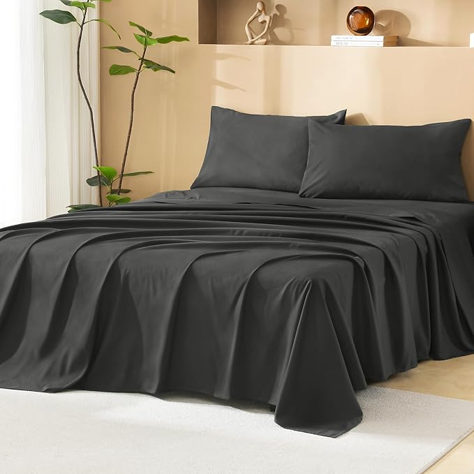 Litanika Oversized King Size Comforter Set with Sheets Dark Grey - 7 Pieces Bed in a Bag Oversized King Boho Tufted Complete Bedding Sets with Comforter, Sheets, Pillowcases & Shams