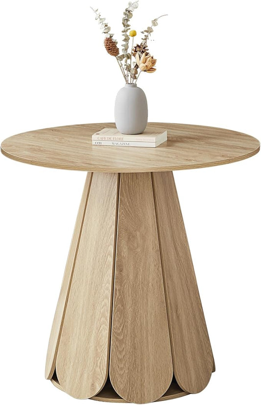 31.5" Round Dining Table for 2-4 People, Modern Small Kitchen & Dining Room Table with Pedestal Base, Space Saving Farmhouse Wood Table for Apartment & Small Spaces, Natural