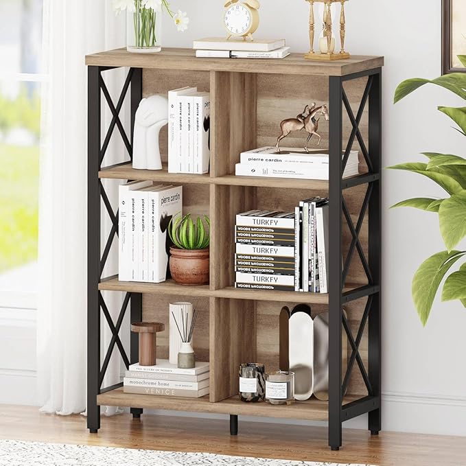 FATORRI 6 Cube Storage Organizer Bookshelf and Small Bookcase for Home Office (Rustic Oak)