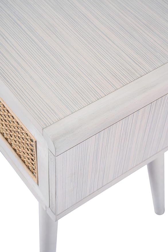 Boraam Cambria End Table - Zebrano Whitewash/Natural Cane