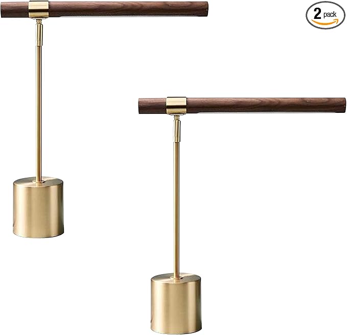 2 Pack Modern Banker Slim Table Lamp LED Desk Light - Adjustable Tilt Angle - Mid Modern Century for Home Library Bedside Office Desk Banking Desktop MCM I 3x Light Color - Cool Neutral Warm