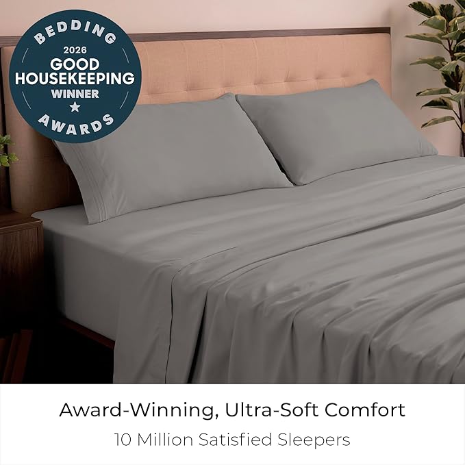 Mellanni California King Sheets Set - 4 PC Iconic Collection Bedding - Hotel Luxury, Extra Soft, Cooling Bed Sheets - Wrinkle, Fade, Stain Resistant (Cal King, Taupe)